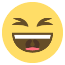 smiling face with open mouth and tightly-closed eyes